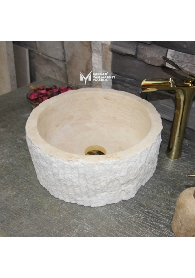 Traverten Dışı Dikey Patlama Mini Silindir Lavabo