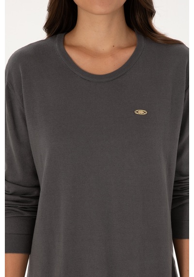 U.S. Polo Assn. Kadın Gri Bisiklet Yaka Basic Kazak 50307735-VR024