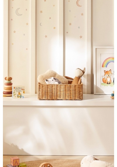 Ocean Home Textile Çocuk Odası Yıkanabilir Bej Pp Rattan Sepet 36 X 26 X 12 Cm