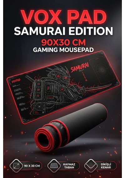 Throne X Pchocasi Voxpad Samurai Edition 90x30 Cm Dikişli Kenar Kaymaz Taban Gaming Mousepad 90x30cm