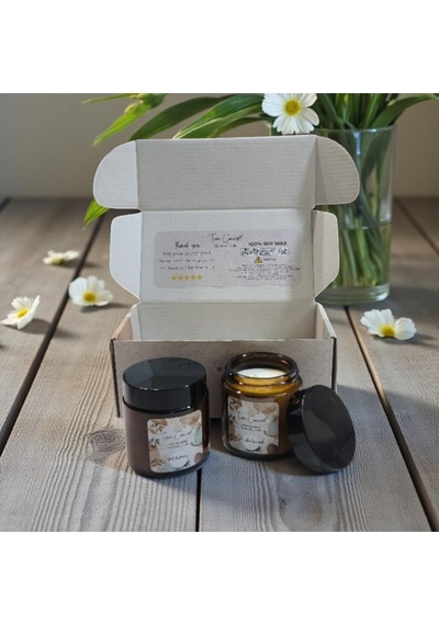 Tiem Concept Kokulu Mum 2'li Set - Soya Mum Hediye Seti, Sandalağacı Ve Okyanus Aromalı Amber Kavanoz Mumlar -%100 Do Çok Renkli