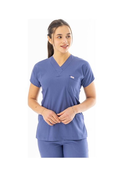 Likra Yarasa Kol Doktor Hemşire Forması Kot Mavisi Lyrs1020 Kot Mavisi