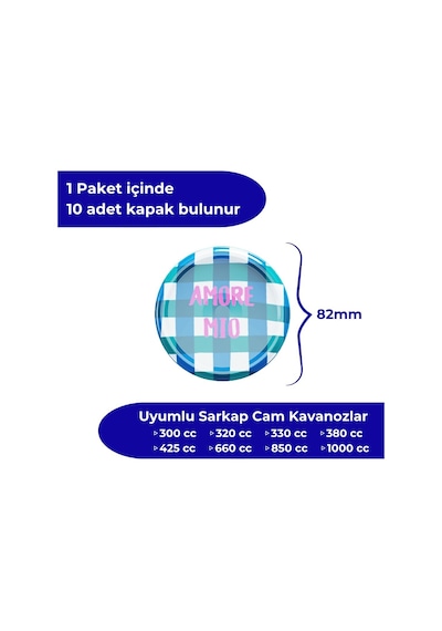 Sarkap Kavanoz Kapağı, 82mm, Hava Geçirmez, Sızdırmaz, Konserve İçin Uygun, 10'lu Paket Amoremiomavi Beyaz - Çok Renkli Sarkap Kavanoz Kapağı, 82mm, Hava Geçirmez, Sızdırmaz, Konserve İçin Uygun, 10'lu Paket Amoremiomavi Beyaz - Çok Renkli
