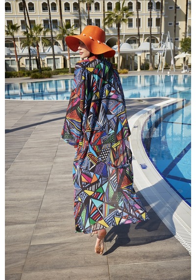 Remsa Mayo Remsa Tesettür Mayo Üzerine Tek Kaftan Kimono Pareo Rp020 Alina Siyah