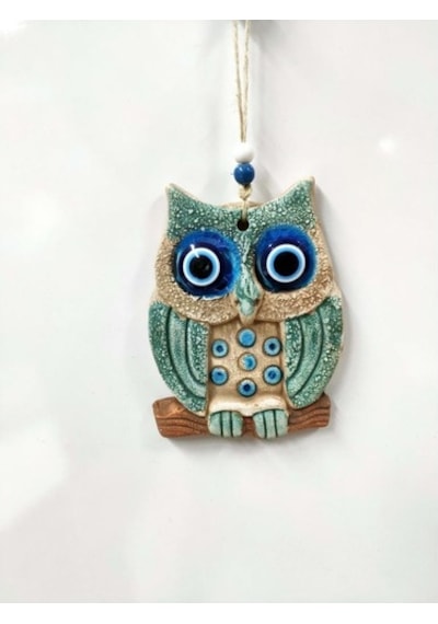 Seramik Mini Baykuş Dekoratif Duvar Süsü 11X14 Cm