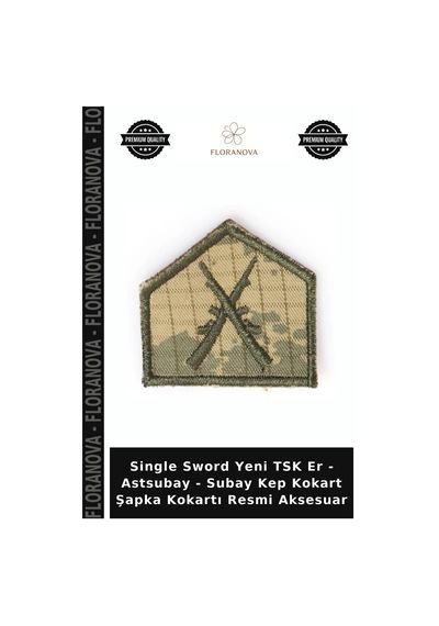 Floranova Single Sword Yeni Tsk Er - Astsubay - Subay Kep Kokart Şapka Kokartı Resmi Aksesuar Çok Renkli