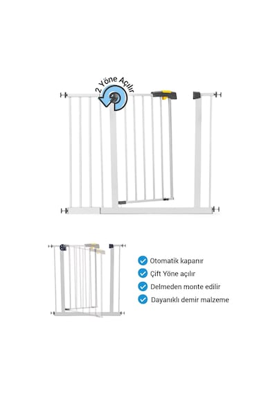 Wellgro Pro 95-100 Cm Çocuk Güvenlik Kapısı, Merdiven Kapısı Ve Korkuluk, Beyaz