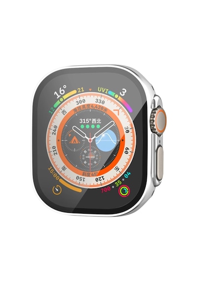 Cosmotex Newface Apple Watch Uyumlu  Ultra 49mm Legend Camlı Kasa Ekran Koruyucu - Gümüş