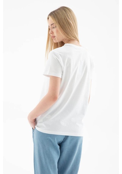 Fashion Friends Baskılı %100 Pamuklu Beyaz Kadın T-shirt 25y0029k1 Beyaz