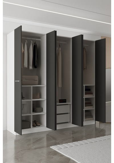 Aeka Ae-2190 Hisar 6 Kapaklı Çok Bölmeli Askılı Ve Raflı Geniş Hacimli Gardırop 210x210 Cm Beyaz - Antrasit Aeka Ae-2190 Hisar 6 Kapaklı Çok Bölmeli Askılı Ve Raflı Geniş Hacimli Gardırop 210x210 Cm Beyaz - Antrasit