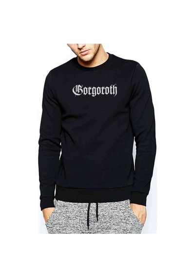 Logo Baskılı Siyah Erkek Örme Sweatshirt