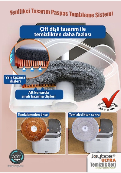 Joybos Temiz ve Kirli Suyu Ayıran 2 Başlıklı Temizlik Seti