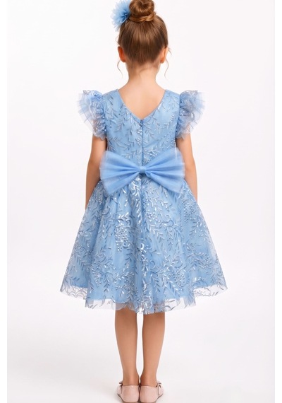 Mnk Baby & Kids Floare Kız Çocuk Abiye Elbise M00850 Mavi
