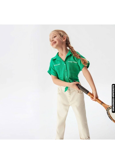 XO Kids Kız Beli Büzgülü Pantolon 4-8 Yaş 54713 Kpnt09079 Krem 001