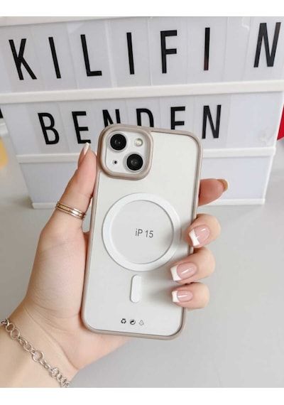 Apple Uyumlu iPhone 15 Magsafe Kılıf Modeli Bej