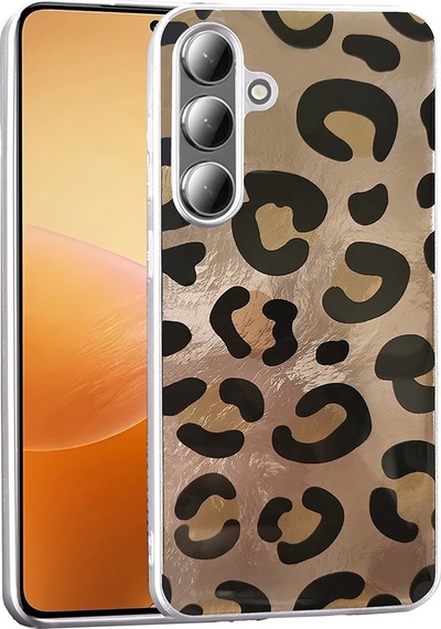 Galaxy Uyumlu S25 Plus Kılıf Desenli Zore Mep Kapak Gold Leopar