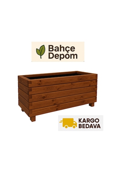 Ahşap Çiçeklik 100x30x40 Cm Emprenyeli Dış Mekan Saksısı
