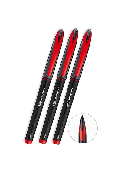 Kırmızı 3 Adet Uniball Air Mikro 0.5 Mm Roller Pilot Kalem Uba-188-m Roller Uçlu Likit Mürekkep