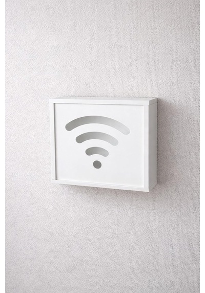 Teknor Ahşap Modem Saklama Kutusu Dekoratif Wifi Desenli Saklama Kutusu Demonte 35 X 40 Cm Sürgülü Diğer
