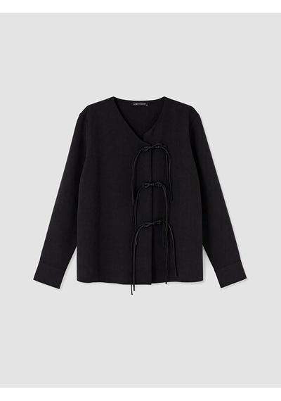 Lcw Modest Siyah V Yaka Bağcıklı Kadın Kimono