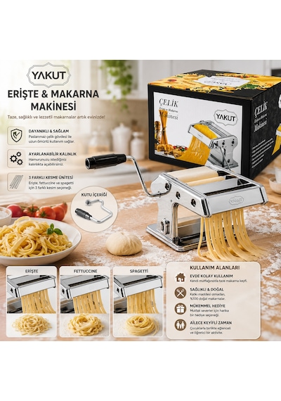 150'lik Metal Çelik Erişte Makarna Makinesi Küçük Sarı