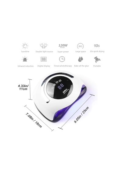 Liriqi 120w Tırnak Kurutucu, Tırnaklar İçin Uv Led Lamba, 4 Zamanlayıcılı Profesyonel Tırnak Lambası, Jel Tırna