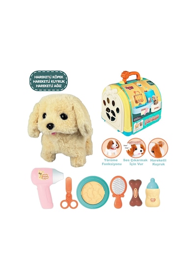 Jnd-3615 Taşıma Çantalı Hareketli Pilli Köpek Set Pet Shop -vardem Oyuncak
