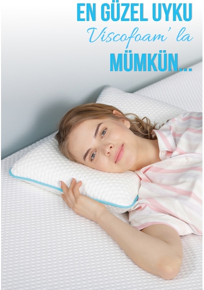 Viscofoam Comfy Boyun Destekli Ortopedik Yastık Tombul Visco Yastık - 55x35x12cm