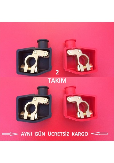 iki Takım Sarı Akü Kutup Başı. Standart Tip. Koruma Kapaklı