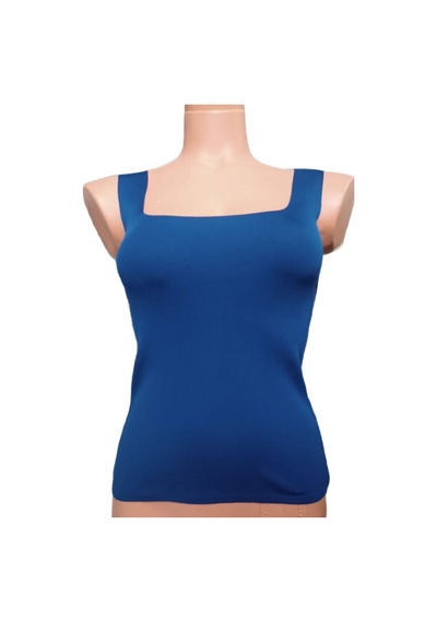 Pazarız Kare Yaka Atlet Triko Bluz Crop S / M / L Beden Uyumlu Lacivert