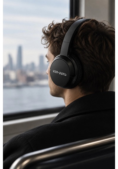 Ven-dens Vd-hp010 Bluetooth 5.3 Kablosuz Kulak Üstü Kulaklık, Katlanabilir Tasarım, 10 Saat Kullanım, Siyah