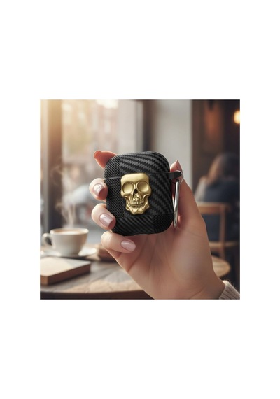 Apple Airpods 2/1. Nesil Kılıf Güvenli Kilitli Kuru Kafa Karbon Gold
