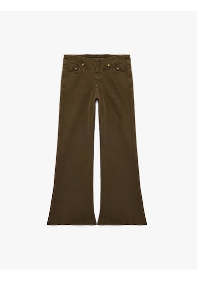 Koton Pamuklu Düşük Bel Dar Kesim İspanyol Paça Cepli Denim Pantolon - Flare Jeans K.haki 7wal40027mw Koton Pamuklu Düşük Bel Dar Kesim İspanyol Paça Cepli Denim Pantolon - Flare Jeans K.haki 7wal40027mw