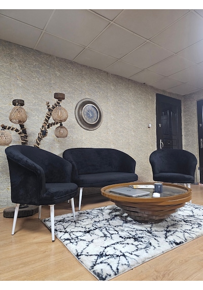 Zafir Teddy Takım Beyaz Boyalı Sivriltme Ayak Çay Seti Koltuk - Berjer , Balkon, Salon, Ofis Siyah Zafir Teddy Takım Beyaz Boyalı Sivriltme Ayak Çay Seti Koltuk - Berjer , Balkon, Salon, Ofis Siyah