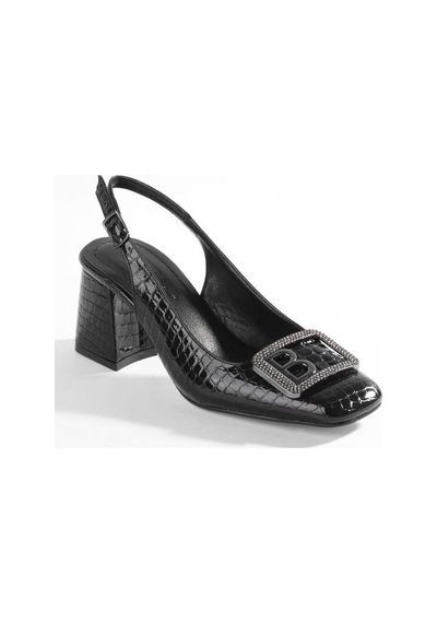 Paris Shoes Paris Siyah Krok Desenli Topuklu Ayakkabı A6100-siyah Siyah