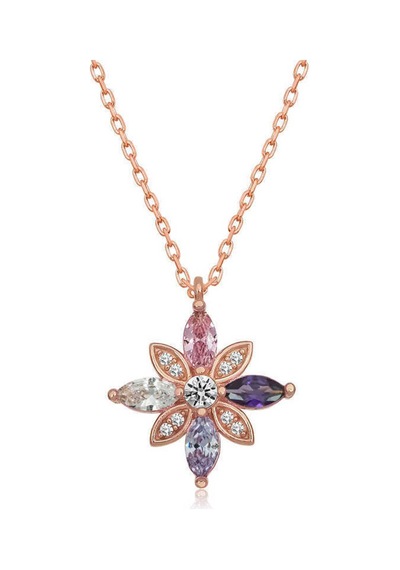 Gümüş Rose Mix Taşlı Umut Çiçeği Kolye Gümüş Gümüş