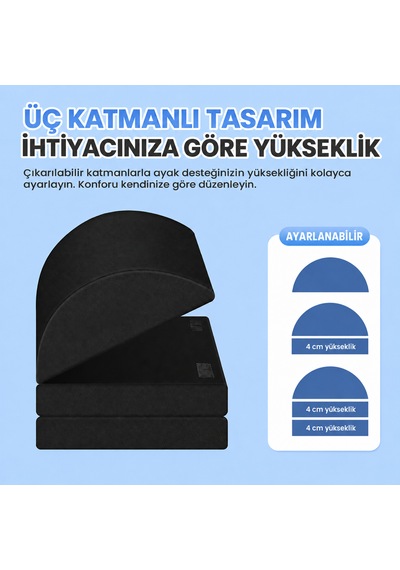 Microcase 3 Katmanlı Ayarlanabilir Çok Amaçlı Kaydırmaz Taban Ayak Koyma Pedi Ofis Ev Seyehat Ayak Bacak Koyma Dinlendirme Pedi Al7015
