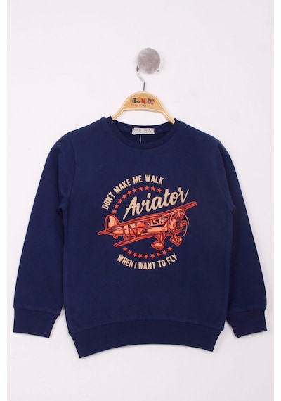 Toontoy Kids Toontoy Erkek Çocuk Uçak Baskılı Sweatshirt Lacivert