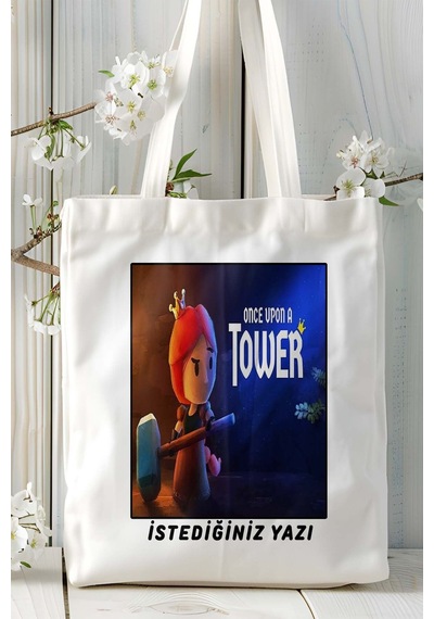 Art Hediye Once Up On Tower Mobil Oyun Baskılı Bez Çanta Omuz Çantası Çift Tafaflı Baskı Kişiye Özel 2 Çok Renkli