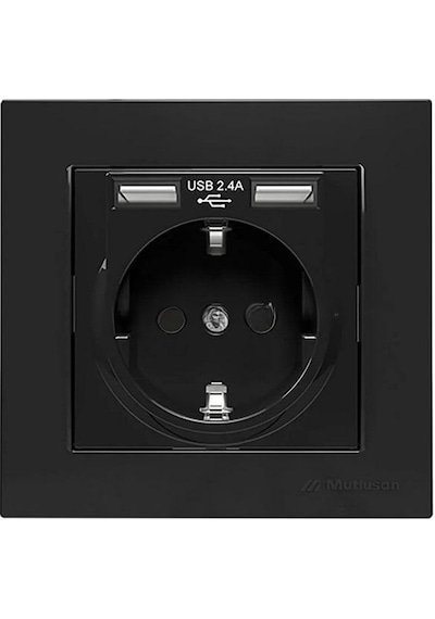 Mutlusan Çift Usb Priz 2.4ah Karavan Usb Priz - Siyah