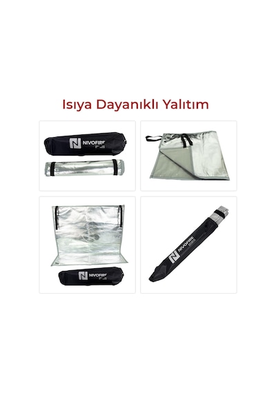 Çadır Soba Altı Yanmaz Kumaş Çok Amaçlı 3 Katlı Kamp Matı 100x100cm Gri
