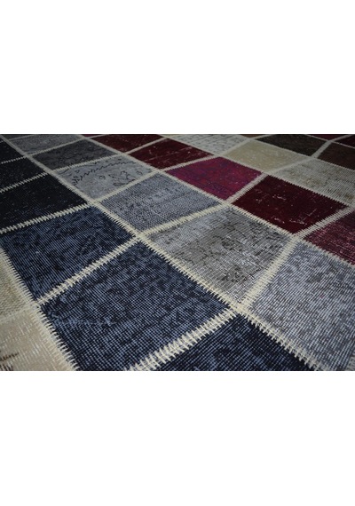 Patchwork El Dokuma Antik Anadolu Halı Ocean Wave 90 X 150, Mavi Çok Renkli
