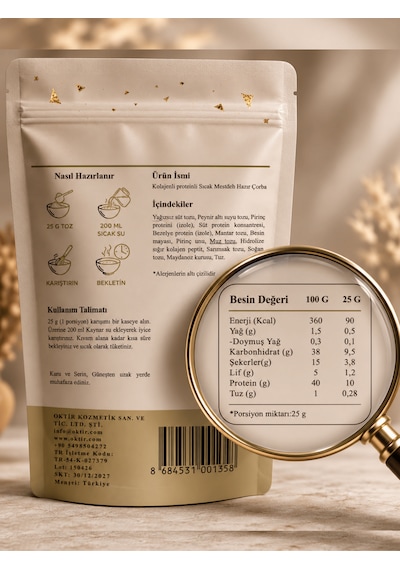 Kolajenli Proteinli Sütlü Mantarlı Hazır Çorba Toz Çorba Karışımı 100 G