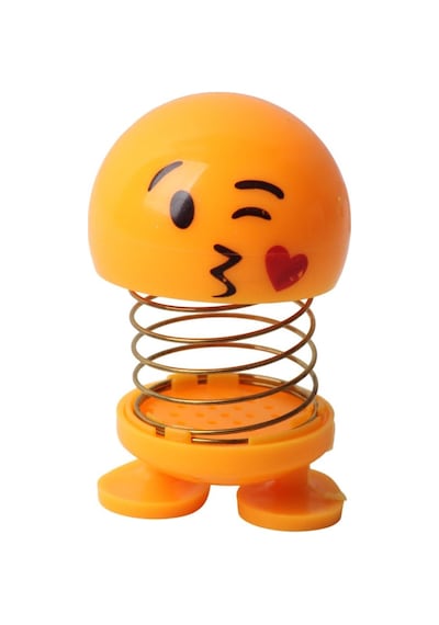 Öpücük Atan Emoji Smile Zıp Zıp Kafa 8 Cm Araba Torpido Süsü Masaüstü Dekoratif Figür Pasta Süsü Emoji