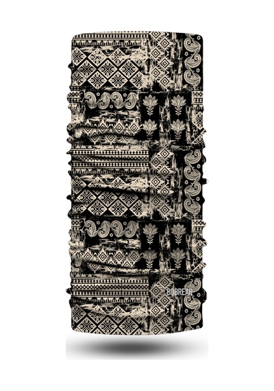 Bobrear Siyah Etnik Patchwork Desenli Çok Amaçlı Buff Bandana Boyunluk Çok Renkli