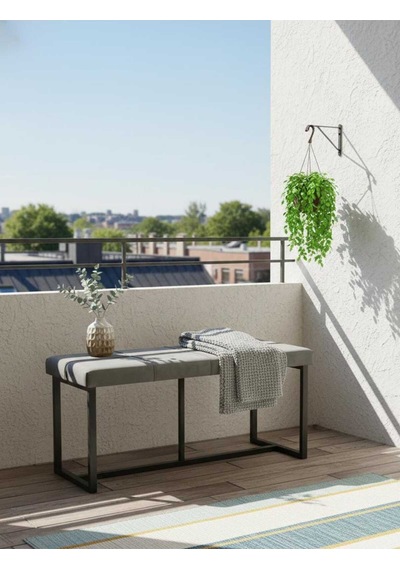 Özcan Metal Siyah Metal Ayaklı Bench Puf Bank Antre Mutfak Salon Yatak Odası Puf Bank 105 40 Gri