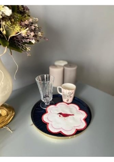 Studio Kuşlu Kokteyl Peçete Tekli Kırmızı Pembe Çok Renkli