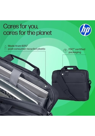Hp 14" Everyday Laptop Çantası, 600d Geri Dönüşümlü Polyester, 9l, Dolgulu Bölme, Su Geçirmez, Çıkarılabilir Omuz Askısı, Gri