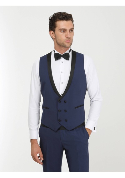 Kip Saks Düz Slim Fit Demonte Yaka Dokuma Y Smokin Takım Elbise Çok Renkli