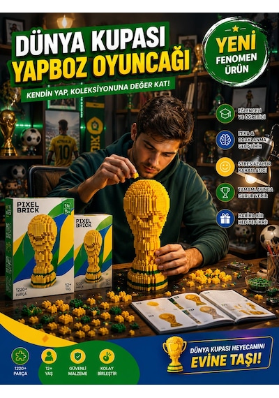 Yapboz Dünya Kupası Puzzle Premium Pixel Brick Koleksiyonluk 1220 Parça Efsane Oyun Set Oyuncak 1